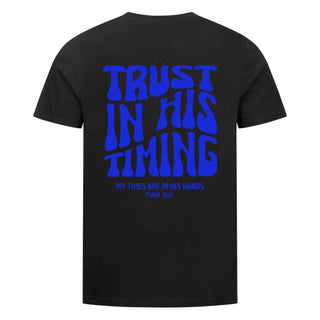Trust in His Timing Variante, Mountain Movers christliches Design