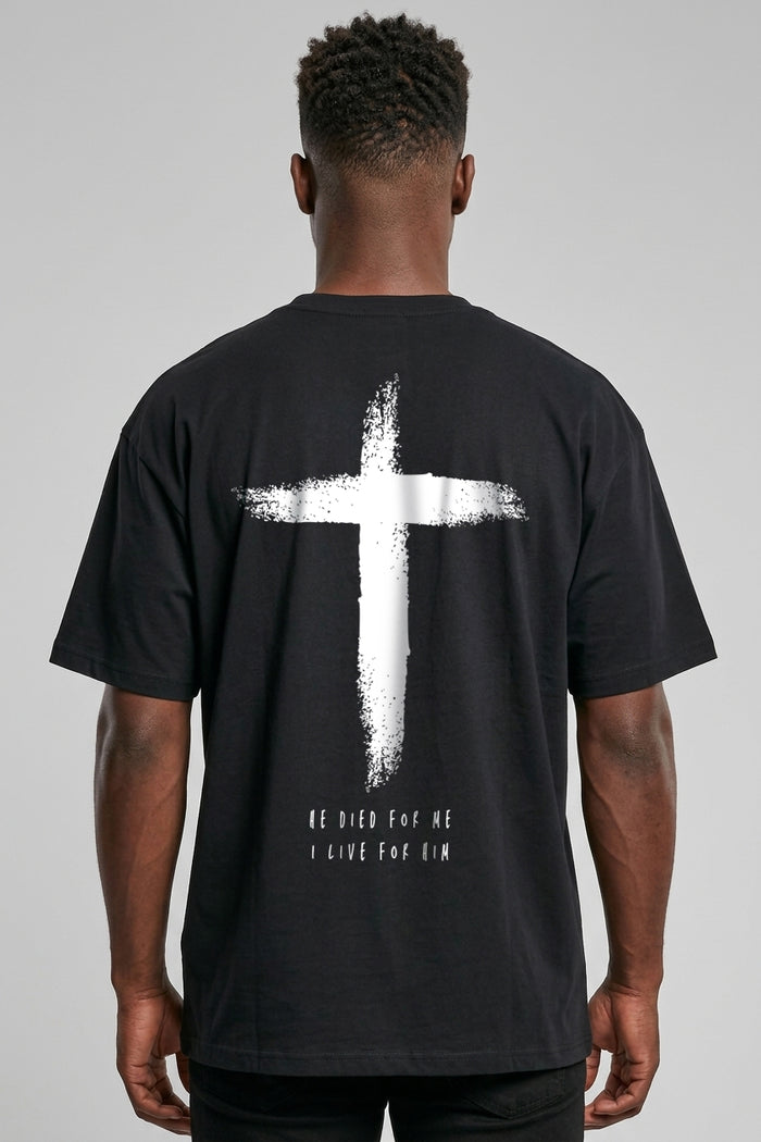 Hij stierf oversized T-shirt rugprint