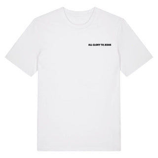 Minimalistisches All Glory To Jesus Shirt Detailansicht, Mountain Movers christliche Streetwear