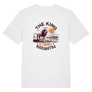 The King is coming Shirt Detailansicht, Mountain Movers christliche Streetwear