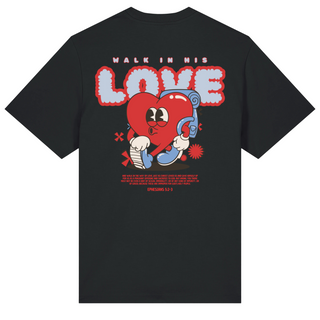 Walk in his Love Oversized Shirt BackPrint Variante, Mountain Movers christliches Design