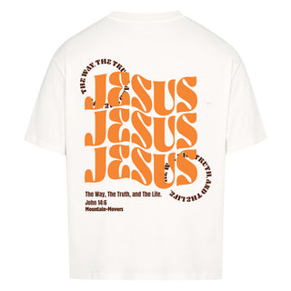 All About Jesus Oversized Shirt BackPrint Variante, Mountain Movers christliches Design