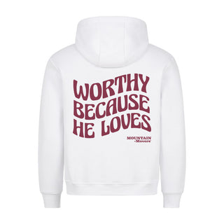 WORTHY Hoodie BackPrint Variante, Mountain Movers christliches Design