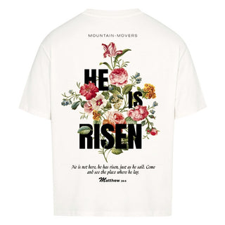 He is Risen Streetwear Oversized Shirt BackPrint Variante, Mountain Movers christliches Design