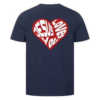 Jesus loves you Heart Shirt Backprint