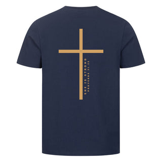 She is strong gym Shirt Backprint Detailansicht, Mountain Movers christliche Streetwear