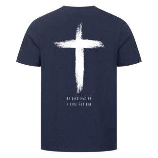 He Died Shirt Backprint Detailansicht, Mountain Movers christliche Streetwear