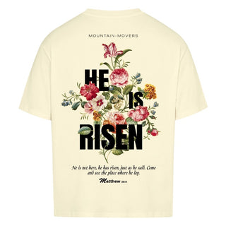 He is Risen Streetwear Oversized Shirt BackPrint Detailansicht, Mountain Movers christliche Streetwear