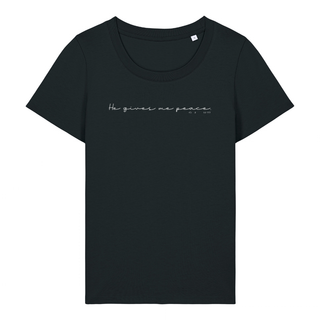 He gives Peace Frauen T-Shirt Detailansicht, Mountain Movers christliche Streetwear