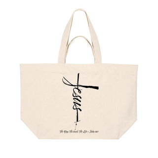 Jesus Cross Shopping Bag Detailansicht, Mountain Movers christliche Streetwear