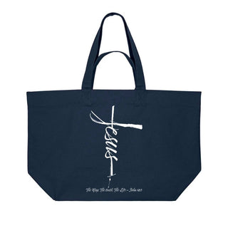 Jesus Cross Shopping Bag Detailansicht, Mountain Movers christliche Streetwear