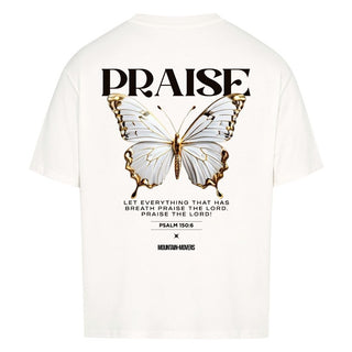 Praise the Lord Butterfly Oversize Shirt Detailansicht, Mountain Movers christliche Streetwear