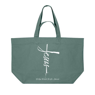 Jesus Cross Shopping Bag Detailansicht, Mountain Movers christliche Streetwear