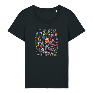 It is well (Flowers) Frauen Shirt Detailansicht, Mountain Movers christliche Streetwear