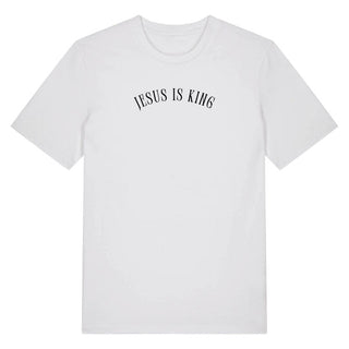 Jesus is King curved Shirt Detailansicht, Mountain Movers christliche Streetwear