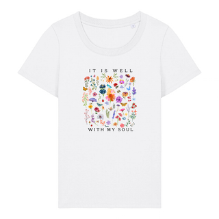 It is well (Flowers) Frauen Shirt Detailansicht, Mountain Movers christliche Streetwear