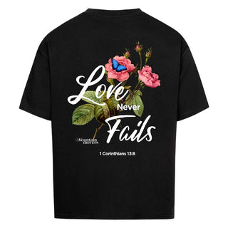 Love never fails Flower Oversize Shirt Variante, Mountain Movers christliches Design