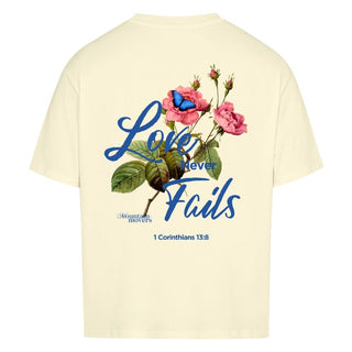Love never fails Flower Oversize Shirt Variante, Mountain Movers christliches Design
