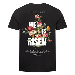 He is Risen Streetwear Shirt BackPrint Variante, Mountain Movers christliches Design