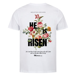 He is Risen Streetwear Shirt BackPrint Detailansicht, Mountain Movers christliche Streetwear