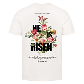 He is Risen Streetwear Shirt BackPrint Detailansicht, Mountain Movers christliche Streetwear