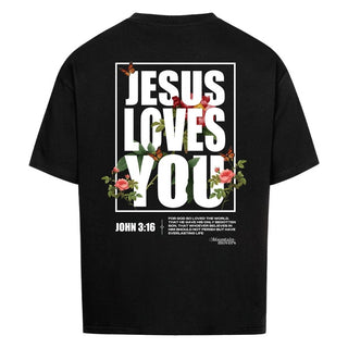 Jesus loves you Flower Oversize Shirt Variante, Mountain Movers christliches Design