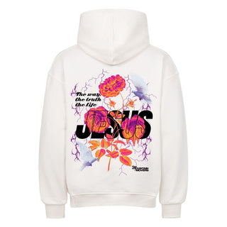 Jesus Flower Oversized Hoodie Backprint Variante, Mountain Movers christliches Design