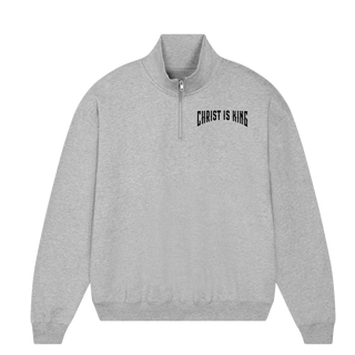Christ is King Half Zip Sweater Detailansicht, Mountain Movers christliche Streetwear