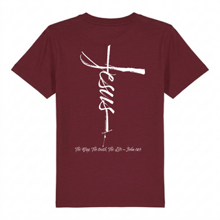 Jesus Cross Kinder T-Shirt Backprint, Detailansicht