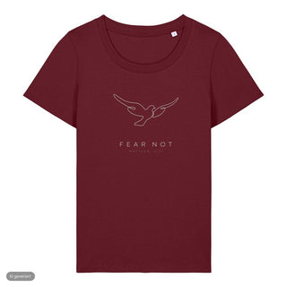 Fear Not Taube Frauenshirt, Burgunder, Vorderseite