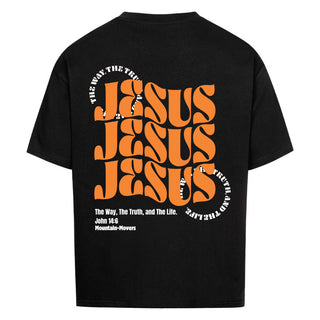 All About Jesus Oversized Shirt BackPrint Variante, Mountain Movers christliches Design