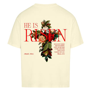 He is Risen Oversized Shirt BackPrint Detailansicht, Mountain Movers christliche Streetwear