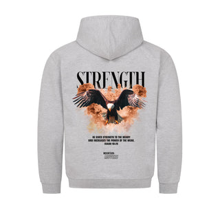 Strength Streetwear Hoodie BackPrint Detailansicht, Mountain Movers christliche Streetwear