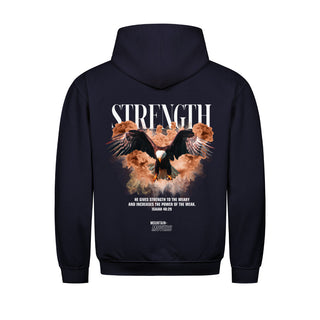 Strength Streetwear Hoodie BackPrint Detailansicht, Mountain Movers christliche Streetwear