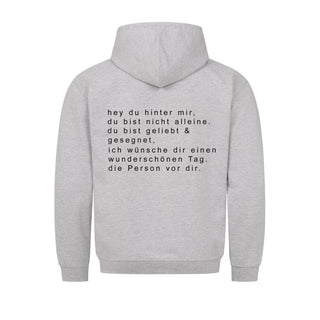 Hey Du Hoodie BackPrint Detailansicht, Mountain Movers christliche Streetwear