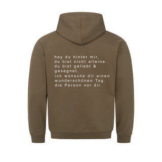 Hey Du Hoodie BackPrint Detailansicht, Mountain Movers christliche Streetwear