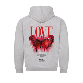 Love Streetwear Hoodie BackPrint Detailansicht, Mountain Movers christliche Streetwear