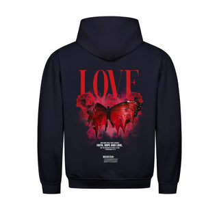 Love Streetwear Hoodie BackPrint Detailansicht, Mountain Movers christliche Streetwear