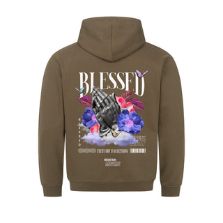 Blessed Streetwear Hoodie BackPrint Detailansicht, Mountain Movers christliche Streetwear
