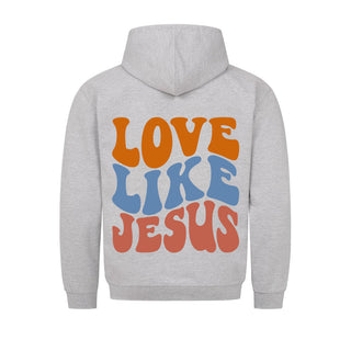 Love like Jesus Hoodie BackPrint Detailansicht, Mountain Movers christliche Streetwear