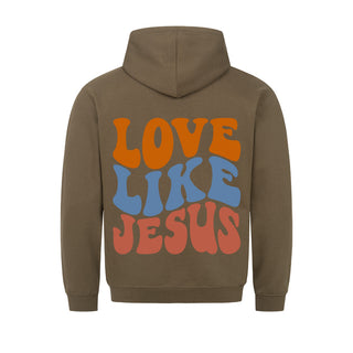 Love like Jesus Hoodie BackPrint Detailansicht, Mountain Movers christliche Streetwear