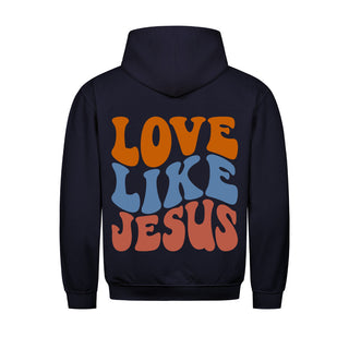 Love like Jesus Hoodie BackPrint Detailansicht, Mountain Movers christliche Streetwear