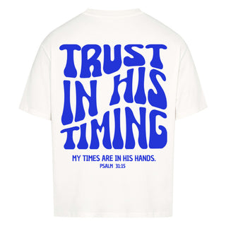 Trust in his Timing Oversized Shirt BackPrint, Nahaufnahme