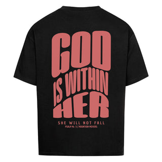 God is within her Oversized Shirt BackPrint, Motivdetail