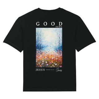 Good news Jesus saves Oversized Shirt BackPrint, Motivdetail