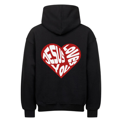 Jesus loves you Heart Oversized Hoodie Rugprint