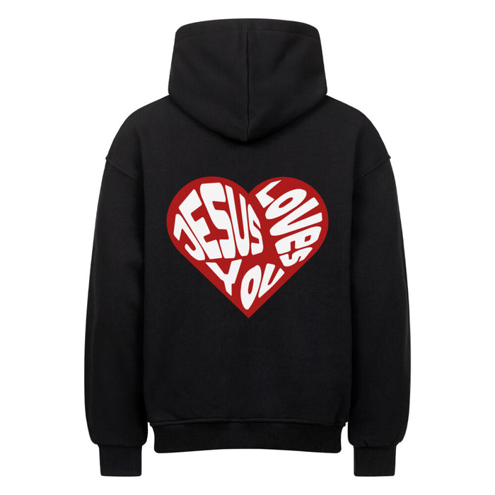 Jesus loves you Heart Oversized Hoodie Rugprint