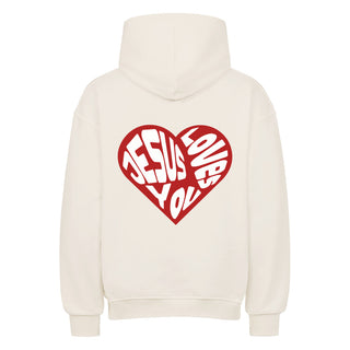 Jesus loves you Heart Oversized Hoodie Backprint, weitere Ansicht