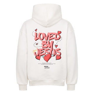 Loved By Jesus Oversized Hoodie Backprint, Nahaufnahme