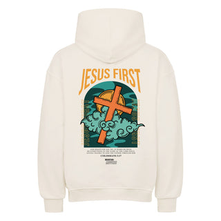 Jesus First Oversized Hoodie BackPrint, weitere Ansicht